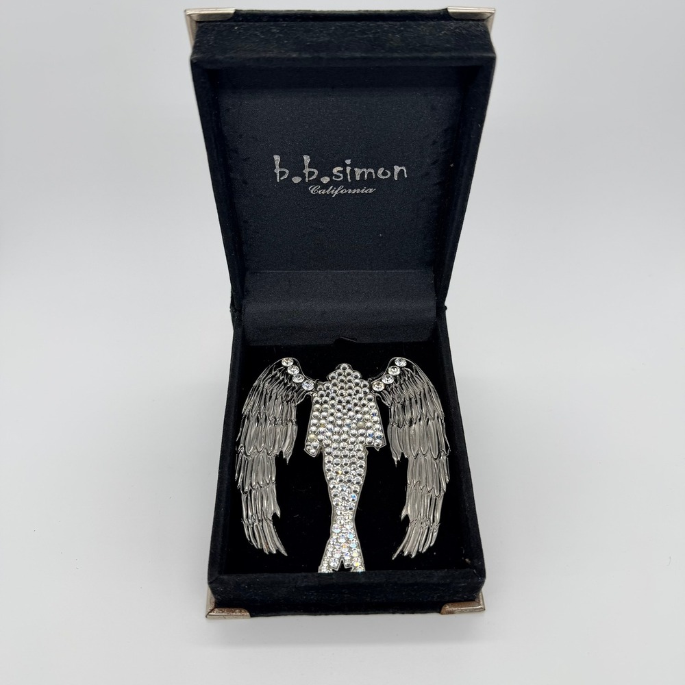 B.B. Simon Michael Jackson King of Pop Angel Wing Pendant Swarovski Bling Luxury